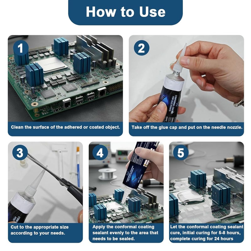 WAN2TLK 100ml Conformal Coating for Electronics, Silicone Conformal Coating Insulating Sealant, Waterproof & Heat Resistant, for Circuit Board and Component Protection - Image 4
